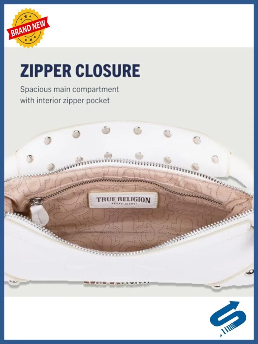 Mini Shoulder Bag with Gold Hardware and Zip-Top Closure